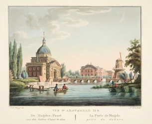 View of Amsterdam No.9. De Muijder-Poort ran den buiten-Cingel te zien. La Porte de Muijde prise du dehors, 1825